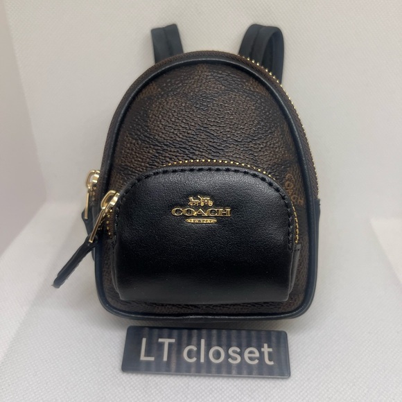 New Coach Mini Court Backpack Bag Charm In Signature Canvas - Picture 3 of 7